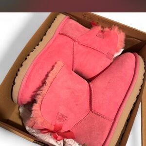 UGG Coral Suede Boots with Fur and Bows